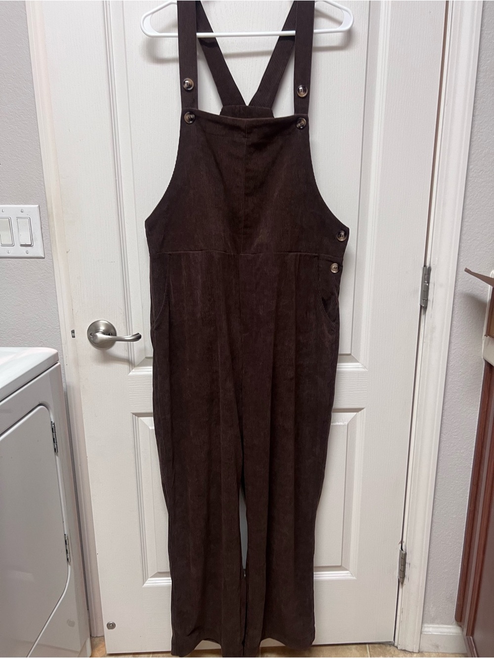 HALARA Dark Brown Corduroy Overalls